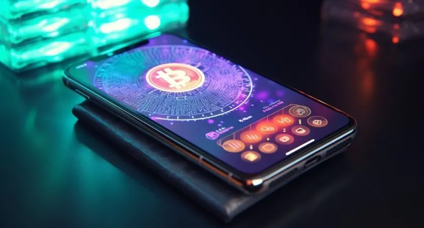 Secure Digital Wallet With Bitcoin And Cardano Balances On A Smartphone