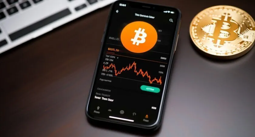 Smartphone App Displaying Bitcoin Conversion Rate