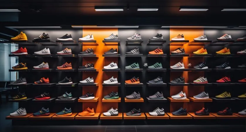 Various Adidas Products Displayed In Outlet Store