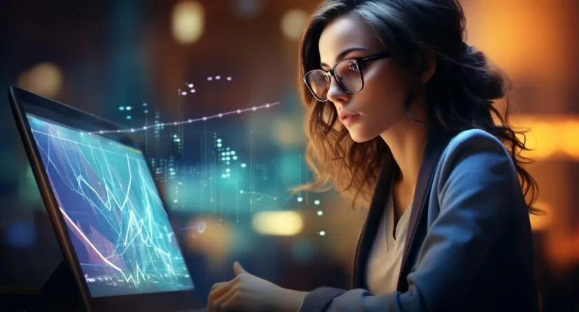 Digital Marketer Intently Analyzing Data On Multiple Computer Screens