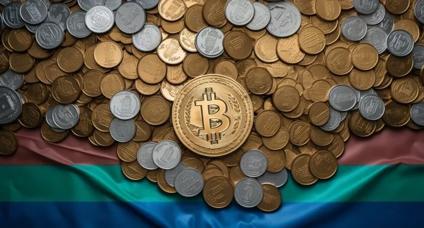 Cryptocurrency Coins With Uzbekistan Flag	