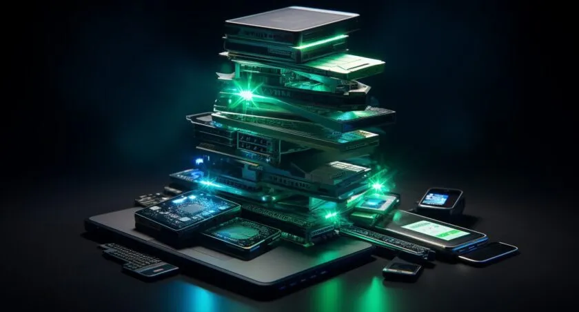 A Stack Of Cryptocurrency Hardware Wallets