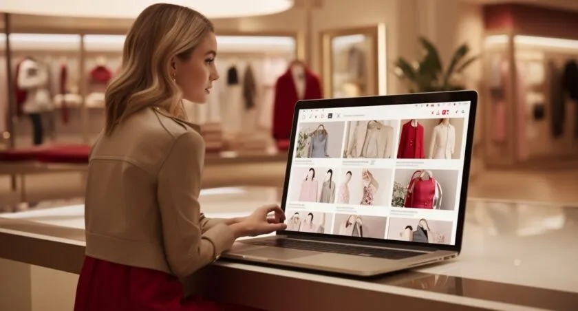 A Woman Scrolling Through Macy's Collections