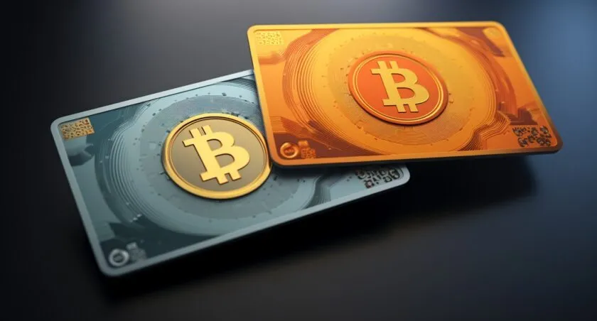 Bitcoin And Mastercard Gift Cards Side By Side