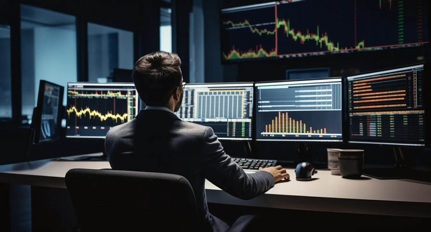 Bitcoin Broker At A Modern Trading Desk