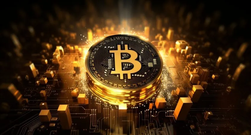 Bitcoin Symbol On Gold Coins