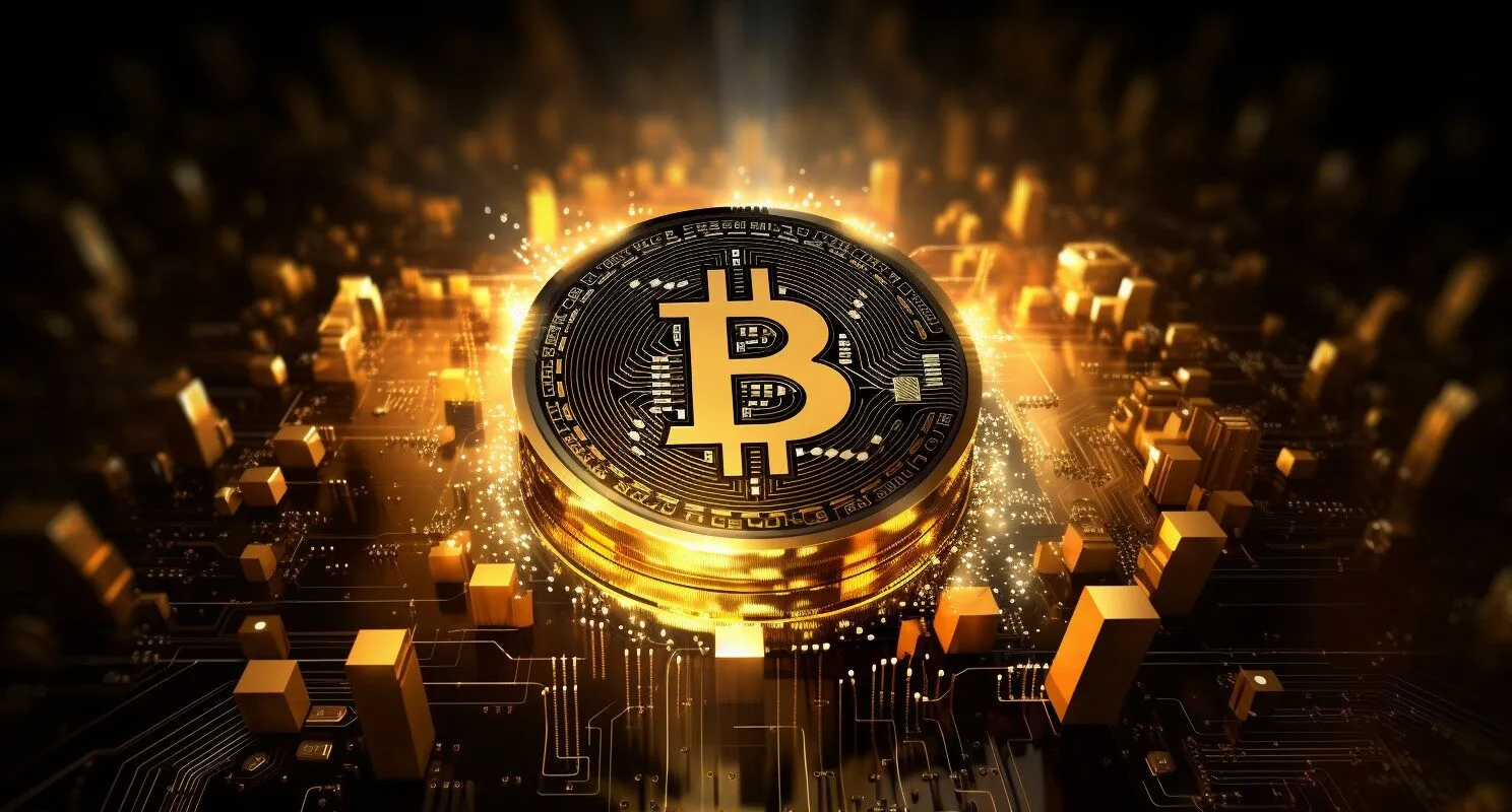 Bitcoin Symbol On Gold Coins