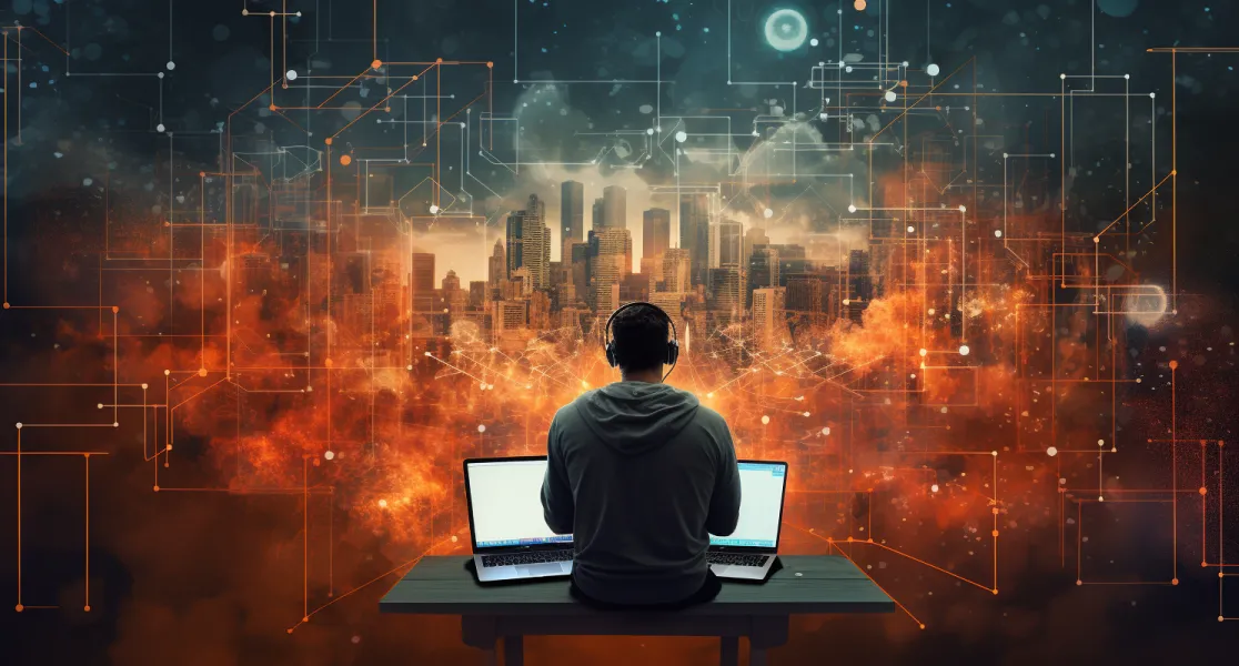 Blockchain Concept With A Futuristic Cityscape