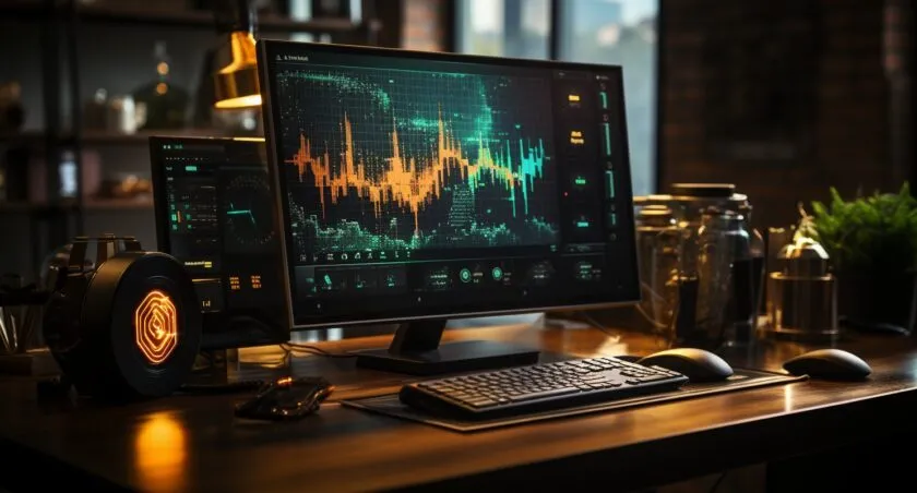 Close Up Of Mac Screen Displaying Mining Charts