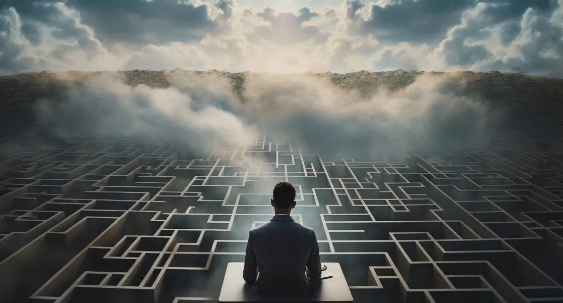Cloudy Sky With Labyrinth Overlay