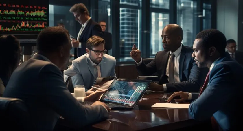 Diverse Group Of Investors Analyzing Stocks