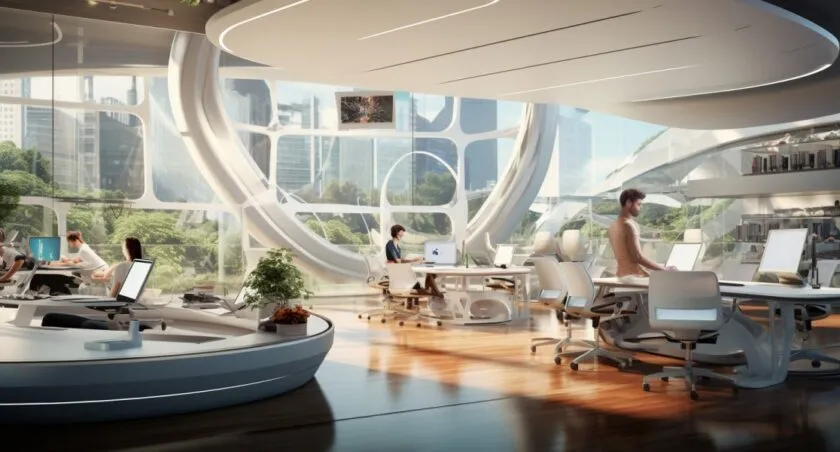 Futuristic Office Workspace
