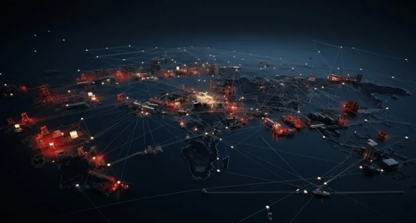 Global Interconnected Shipping Routes Map