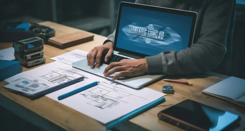 Hands Crafting A WordPress Site Title With A Blueprint
