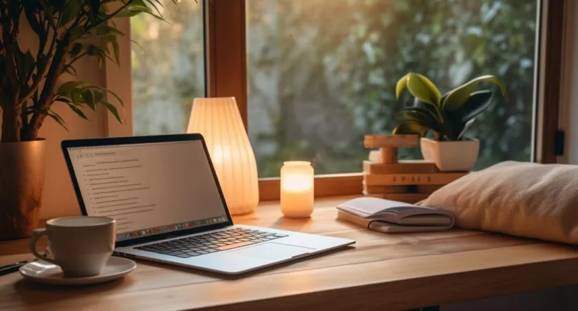 Laptop, Notepad, And Coffee Home Office Inspiration
