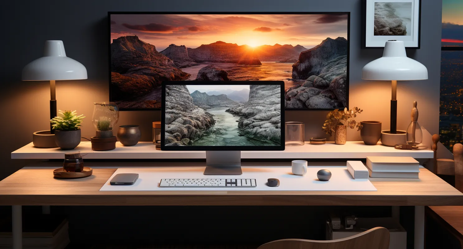Mac Mining Rig In A Stylish Modern Workspace