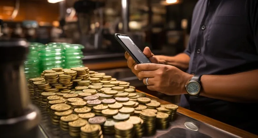 Person Using Cash App's Paid In Bitcoin Feature