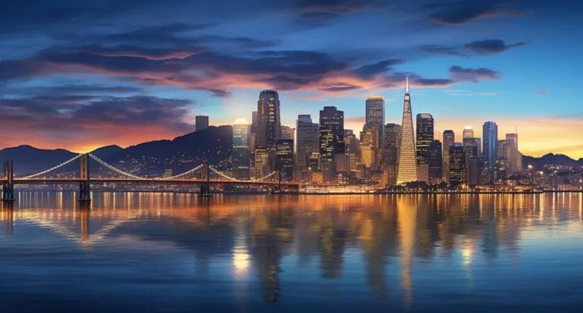 San Francisco Skyline With Quantum Computing Elements