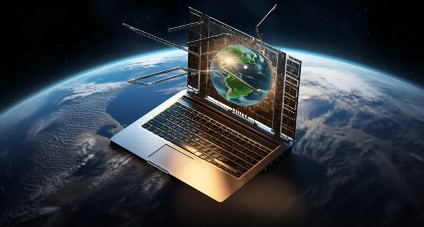 Satellite In Orbit Above Earth