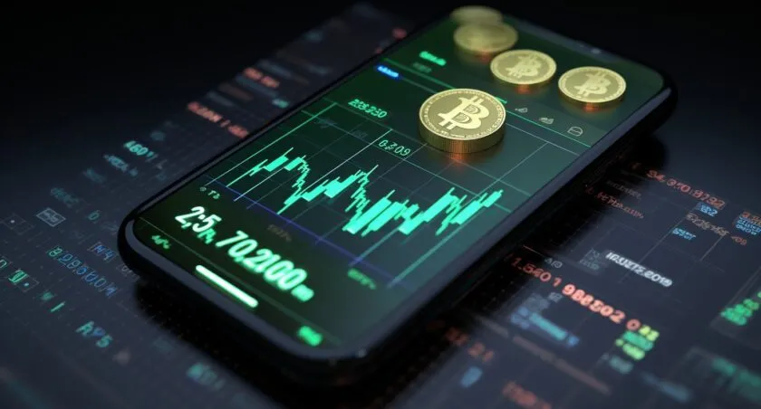 Smartphone Displaying Bitcoin Conversion