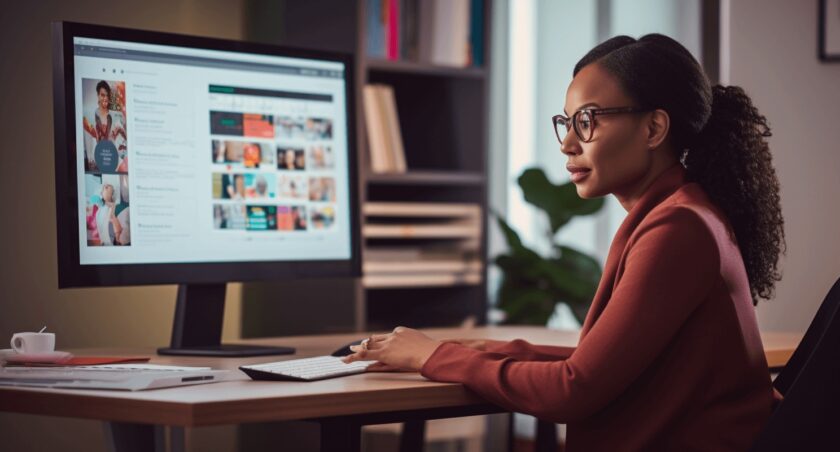 Teacher Exploring An E Learning Platform