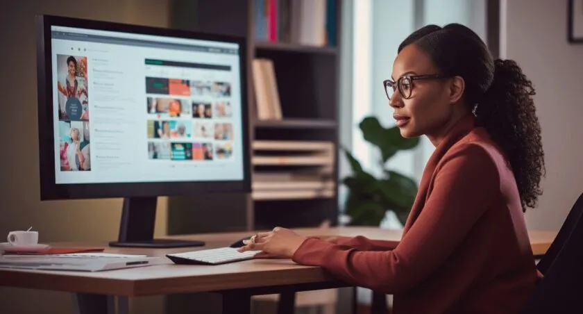 Teacher Exploring An E Learning Platform