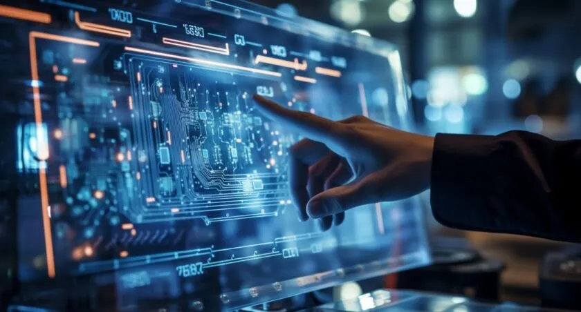 Worker Operating Touchscreen Panel