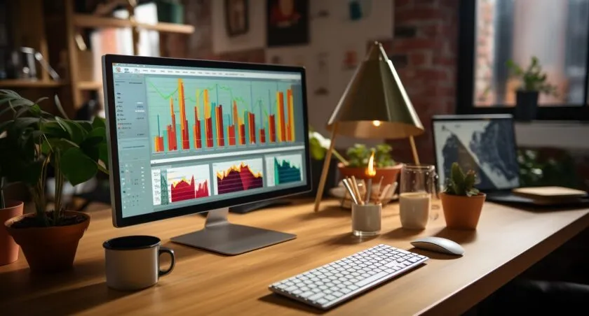 Close Up Shot Of A Computer Monitor Displaying Real Time