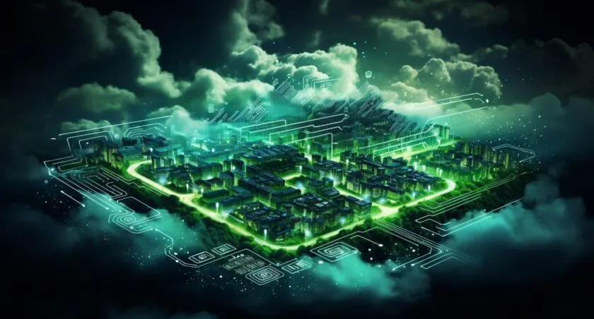 Digital Cloud With Intricate Circuitry