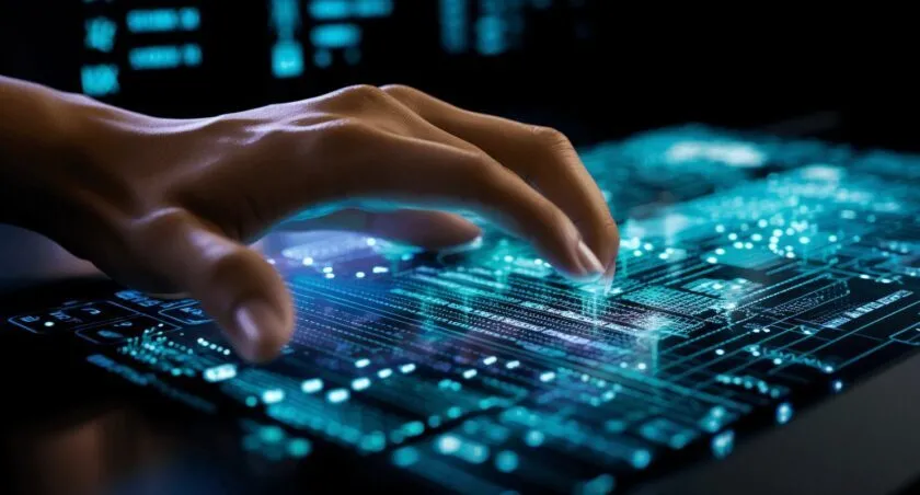 Hands Typing Lines Of Code On A Sleek 