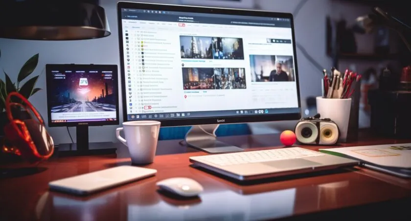 Manager's Desk, With Multiple Social Media Platforms