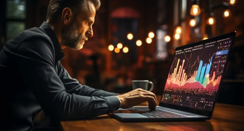 Person Analyzing Data On A Laptop