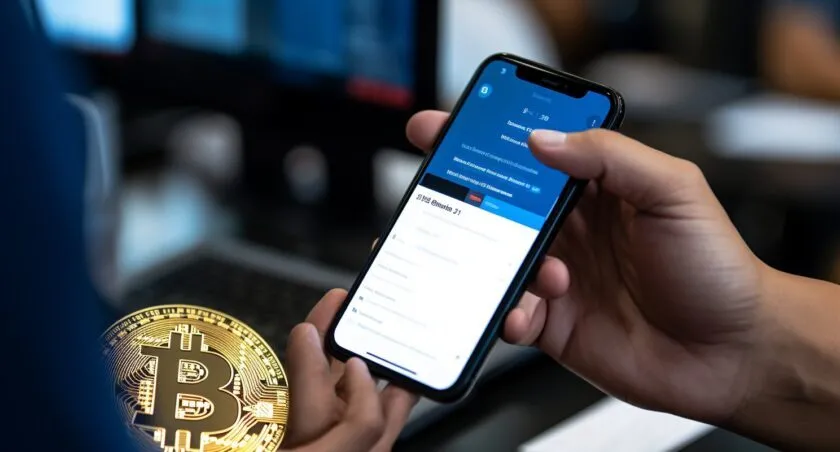 Photograph Depicting A Person Making A Bitcoin Purchase