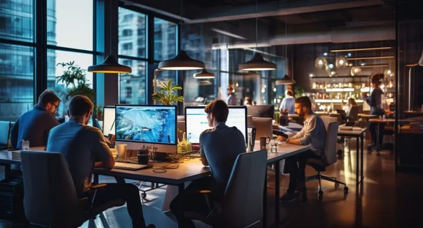 Outsourcing Software Development Office Workspace
