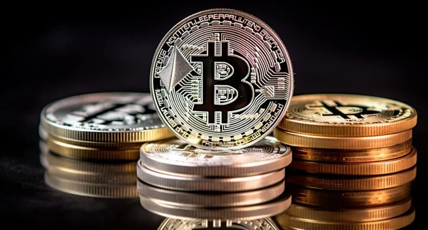 Bitcoin And Ethereum Coins Side By Side