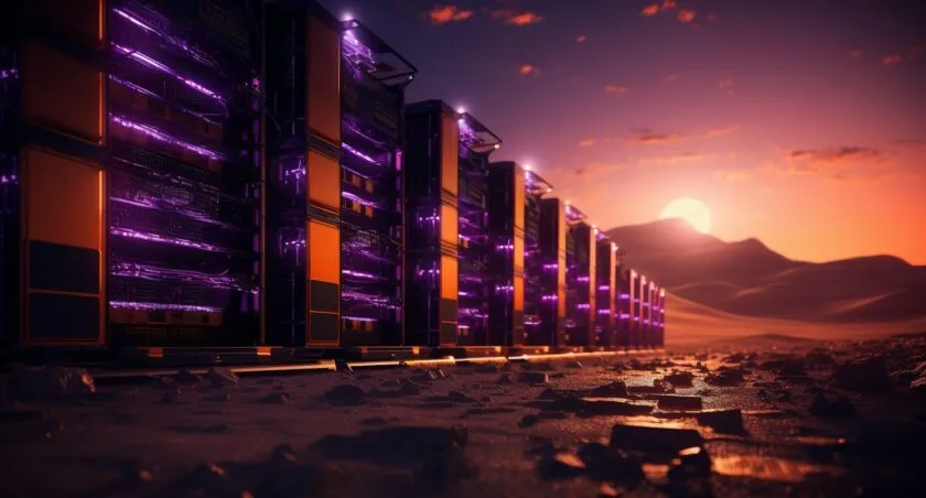 Ethereum Mining Farm At Sunset