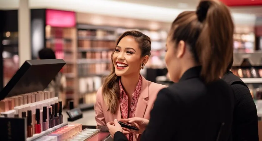 Sephora Beauty Consultant Assisting A Customer