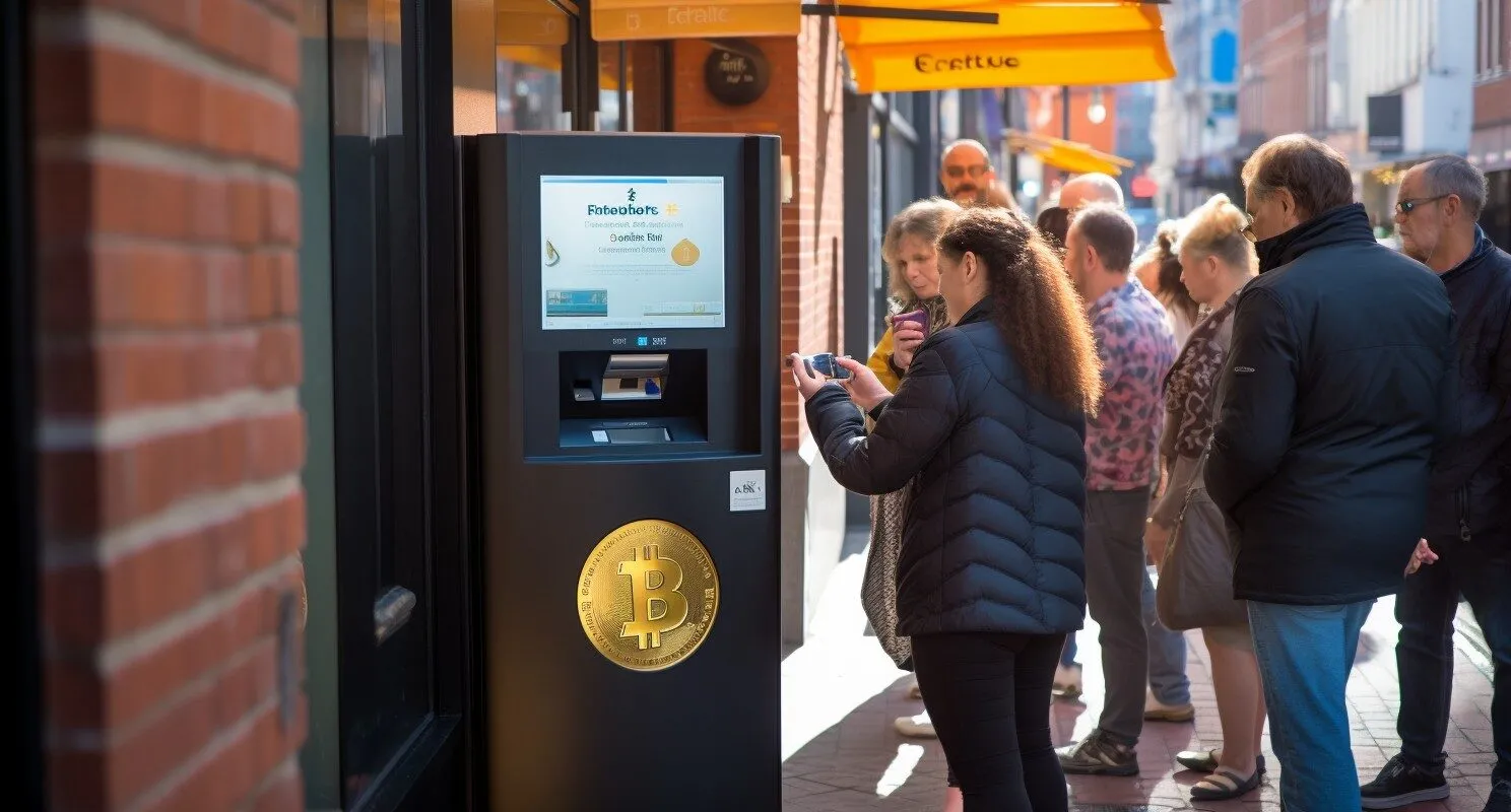 Bitcoin ATM In A Bustling City Center