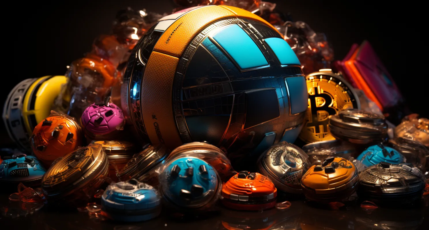 Bitcoin Symbol With Sports Equipment