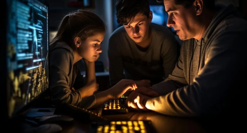 Teenager Exploring Cryptocurrency With A Parent's Guidance