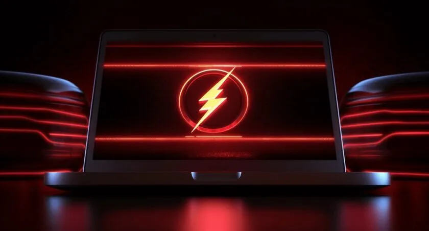 Flash Logo On A Futuristic Computer Screen