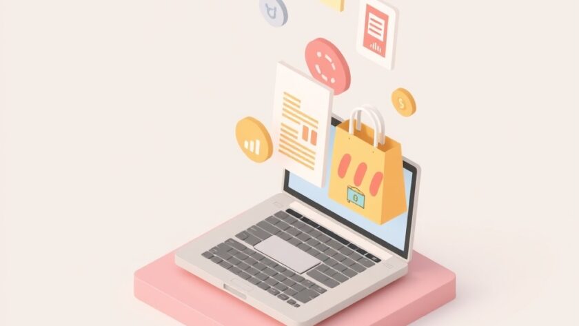 Isometric illustration of low-cost online business models
