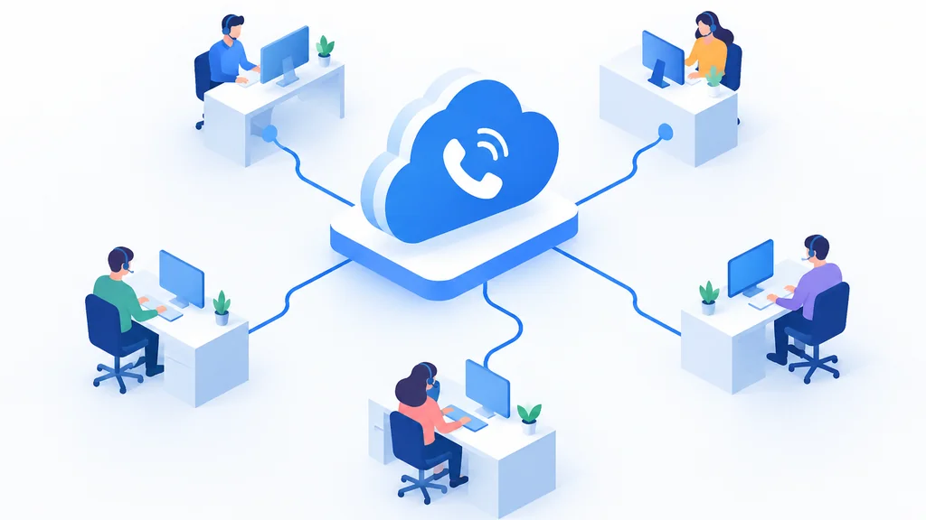 Isometric illustration of a cloud-based business phone platform